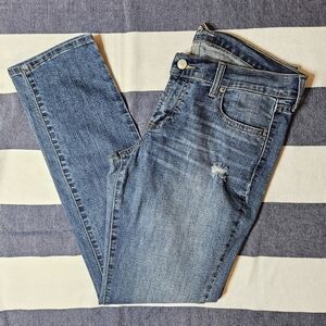 Old Navy Diva Mid Rise Skinny Distressed Medium Wash Blue Jeans Size 10 Regular